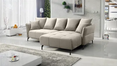 Produktbild von Ecksofa Schlafsofa Sofa SADIE Stoff Element Hellbeige Ottomane Rechts