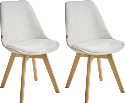 Produktbild von BELIANI Polsterstuhl 2er Set Cremeweiß Stoffbezug mit Hellen Holzbeinen Modern Esszimmer Wohnzimmer Ausstattung Sitzmöbel
