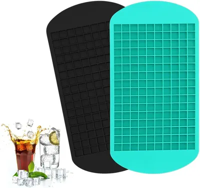 Immagine prodotto di MXTIMWAN, set di 2 stampi per ghiaccio con 160 cavità - Cubetti di ghiaccio mini - Silicone - Senza BPA - Ideale per cucina, bar, whisky, cocktail e bevande