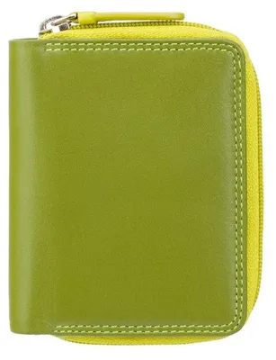 Immagine prodotto di Portafoglio da donna Visconti in pelle naturale, con protezione RFID, color lime, dimensioni 11x8,5 cm