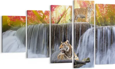 Produktbild von Bild auf Leinwand - Leinwandbild - Tiger natur tier paradies - 100x60cm - Wand Bild - Wanddeko - Leinwanddruck - Bilder - Kunstdruck - Wanddekoration - Leinwand bilder - Wandkunst - EG100x60-2396