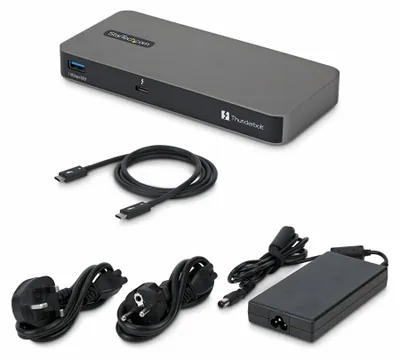 Produktbild von StarTech.com 4-Port Thunderbolt™ 5 Hub mit Thunderbolt Share KVM, 80/120Gbps, 8K 60Hz oder 4K 144Hz, 140W PD, USB-A 10Gbps, TB4 & USB4, MacBook M5 Pro, M5 Max, Thunderbolt 5, Thunderbolt 5, USB 3.2 Gen 2 (3.1 Gen 2) Type-A, Kensington, 80 Mbit/s, 7680 x 4320, Grau
