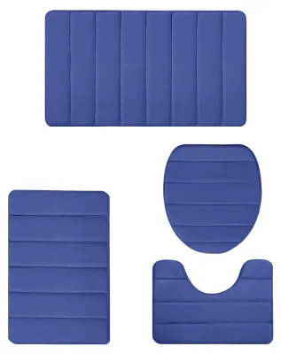 Produktbild von 4-teiliges Set Schwamm-Badematten, wasserabsorbierend, rutschfest, maschinenwaschbar, für Badewanne, Dusche und WC
