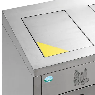 Produktbild von Wertstoffsortiersystem mit 3 Einwurfklappen | 144 Liter, HxBxT 92x100x43cm | Edelstahl