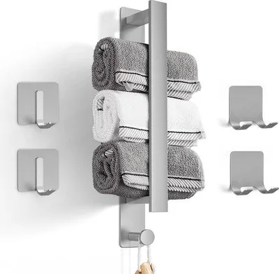 Immagine prodotto di Portasciugamani da bagno nero, 40 cm, in acciaio inossidabile, autoadesivo