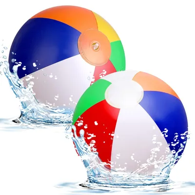Produktbild von Wasserball Strandball - 33 cm - 2er Set - Regenbogenfarben - Aufblasbar