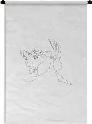 Produktbild von MuchoWow® Wandteppich Wandbehang Mann - Kopf - Strichzeichnung 90x135 cm Tapisserie Dekoration Wandtuch - Baumwolle - Wandskulptur