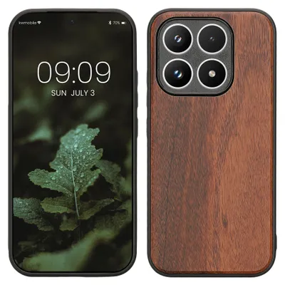 Produktbild von kwmobile Handyhülle für Xiaomi 17 Hülle Holz - Case mit TPU Bumper - Stoßfestes Hardcase - Schutzhülle Cover in Vintage Braun Braun