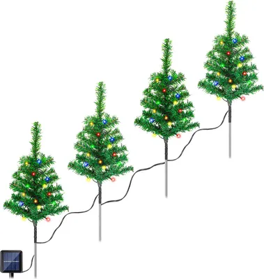 Zdjęcie produktu dla Świąteczne lampki solarne do ogrodu Peviasot, zestaw 4 sztuk, 80 diod LED, 8 trybów świecenia, 50 cm, dekoracja świąteczna do ogrodu