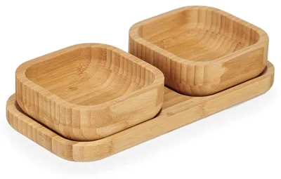 Produktbild von KINVARA | Schüsselchen - Snackschale - 23 x 11 x 5 cm - Bambus - Schälchen - mit Tablett