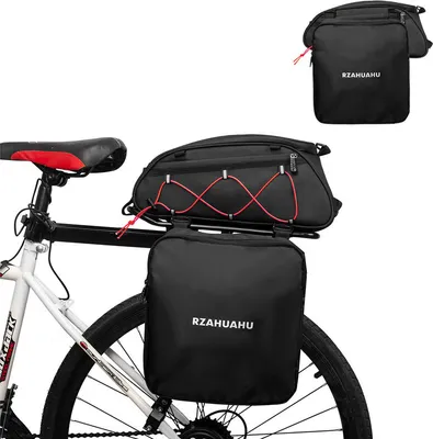 Image de （20 pouces，Rouge）Sacoche de vélo Sacoche de rangement pour vélo Sacoche de selle multifonctionnelle arrière pour vélo avec deux poches latérales Sacoche extensible pour le vélo