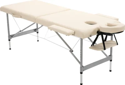 Produktbild von HOMCOM Klappbare Massageliege, tragbare Massageliege mit 7-fach höhenverstellbarer Kopfstütze und Rahmen aus Aluminiumlegierung für Physiotherapie, Belastung 130 kg, 186 x 71 x 62–83 cm, Beige