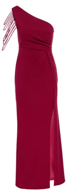 Produktbild von Damen Maxikleid rot XS mit asymmetrischem Ausschnitt, One-Shoulder-Silhouette und Schlitz