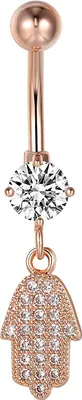 Produktbild von Karisma Edelstahl Bauchnabelpiercing Anhänger Fatima Hand Banana Zirkonia - HB137 - Roségold