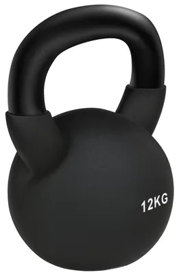 Produktbild von Kettlebell Kugelhantel 12 kg mit Kunststoffummantelung Stahl schwarz, für Heimtraining