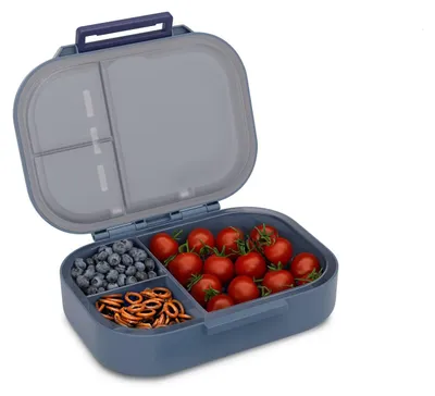 Bentobox mit 3-Fach-Einsatz, Besteckset, BPA-frei, 0,7 l, Porzellanblau