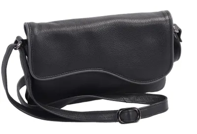 Produktbild von Kleine schwarze Leder Handtasche mit verstellbarem Tragegurt
