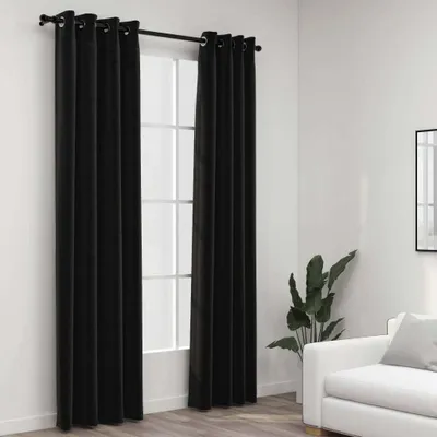 Obrázok produktu pre The Living Store zatemňovacie závesy ľanový vzhľad 2 ks. Antracit 140x225 cm