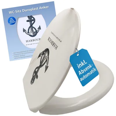 Produktbild von WC Sitz mit Absenkautomatik, Toilettendeckel mit Motiv | Klobrille mit Softclose | Toilettensitz inkl. Befestigung | Universal Klodeckel, Variante:Anker