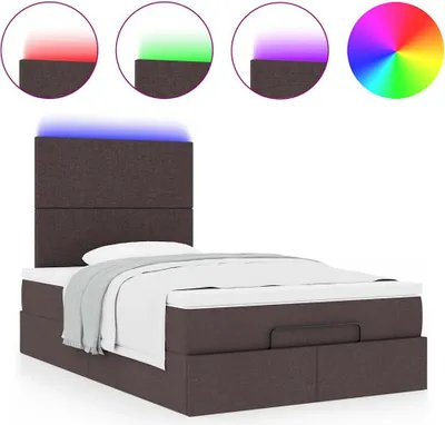 Produktbild von Ottoman-Bett mit Matratze & LEDs Dunkelbraun 120x200 cm Stoff