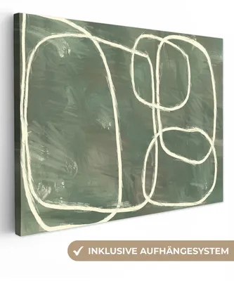 Produktbild von MuchoWow® - Leinwandbilder - Abstrakt - Grün - Kunst - Modern, Wandbild, Wanddeko Bilder Wohnzimmer, 120x90 cm