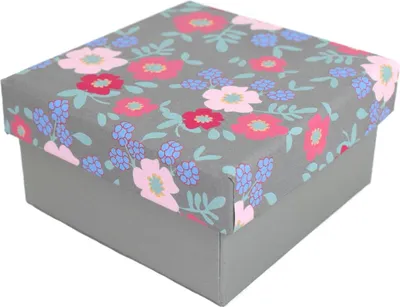Produktbild von Geschenkkarton in verschiedenen Größen grau mit Frühlingsblumen