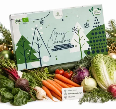 Obrázek produktu pro BIO Adventní Kalendář se Semeny 2026 s 24 Různými Druhy Zeleniny Vánoční Kalendář Ideální jako Dárek pro Zahrádkáře