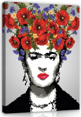 Produktbild von Bilder Blumen Frida Kahlo 120x80 cm XXL Modern Canvas Leinwand Bilder Leinwandbild Leinwandbilder Wohnzimmer Schlafzimmer Wandbilder Kunstdruck Wand Bild auf Leinwand Aufhängefertig