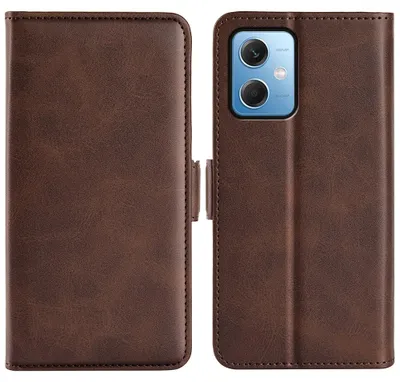 Productafbeelding van MobyDefend Hoesje - Geschikt voor Xiaomi Redmi Note 12 5G  -  Luxe Wallet Book Case (Sluiting Zijkant) - Bruin