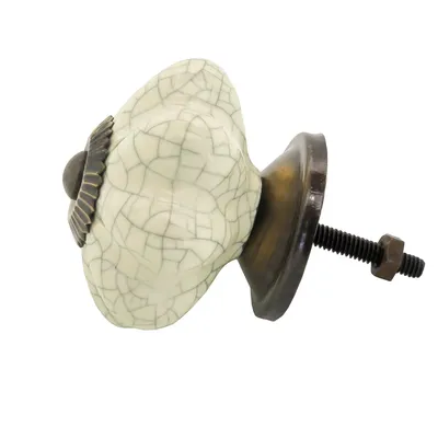1 Möbelknopf, Möbelgriff, Möbelknopf, Knauf Keramik, 45mm, ivory crackle #0043