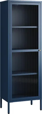 Obrázok produktu pre Vitrína "Säkylä" s 1 dverami oceľ 150 x 50 x 35 cm námornícka modrá