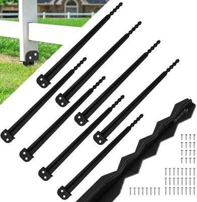 Produktbild von Gartenstützen für Einpflanzen Länge 700 mm - Gartenfuß - schwarze Gartenstützen - L-Gartenstützenhalter 8 Stück