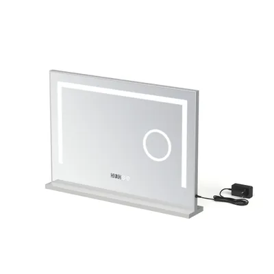 Produktbild von Hollywood Kosmetikspiegel Schminkspiegel LED Dimmbar Spiegel 70 x 50 cm Tischspiegel mit Beleuchtung 3-fache Vergrößerung 3 Lichtfarben Digitaluhr