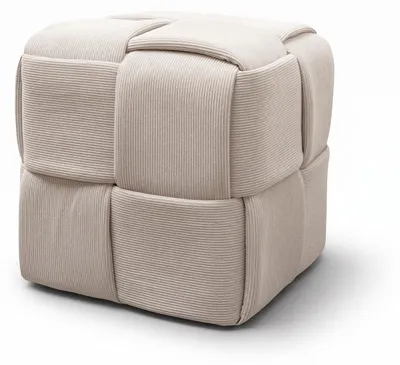 Produktbild von Sitzhocker CUBETTO Beige aus Cord mit geflochtener Form