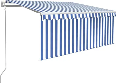 Produktbild von vidaXL Markise Automatisch Einziehbar mit Volant 3x2,5 m Blau und Weiß