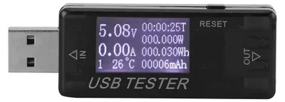 Obrázek produktu pro Digitální USB měřič napětí a proudu (8 v 1 detektor, 0–5 A, 0–150 W, 4–30 V), černý