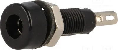 Immagine prodotto di 2 connettori a banana da 4 mm, 60 VDC, placcati in nichel nero, 10 A, isolati. Connettori a banana da 4 mm