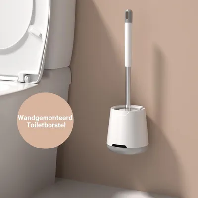 Produktbild von Minicee Silikon Toilettenbürste mit Halter, WC Bürste antibakteriell, schnell trocknend, wandmontiert, Badezimmer Zubehör, Weiß
