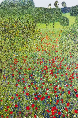 Produktbild von Gustav Klimt Kunstdruck Bild - Mohnblumenwiese 1907,  (120 x 80 cm)