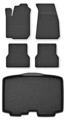 Zdjęcie produktu dla Dywaniki gumowe + mata bagażnika do Renault Modus 2008-2012 (standardowy bagażnik) – czarne, dobierane – Wielganizator Semi-Universal