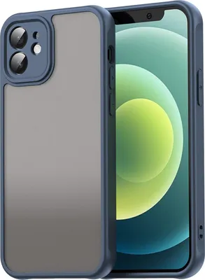 Produktbild von Matt Hülle für iPhone 12 mit Kameraschutz, Transluzente Matt Rückseite Stoßfeste Handyhülle Blau
