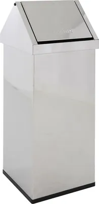 Produktbild von Eckiger Edelstahl Abfallbehälter Haiti mit Swingdeckel | 110 Liter, HxBxT 100x36x36cm | Edelstahl