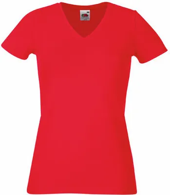 Produktbild von Fruit of the Loom - Lady-Fit V-Neck T - Red - XL