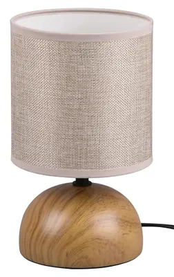 Immagine prodotto di Lampada da tavolo con base in Vetroceramica effetto legno, paralume in tessuto beige, 23 cm