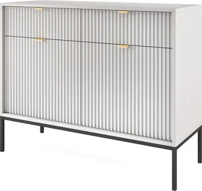 Obrázek produktu pro Komoda NANAIMO KSZ104 - šedá - zlaté úchyty - 2 zásuvky - šířka 104 cm, výška 83 cm, hloubka 39 cm