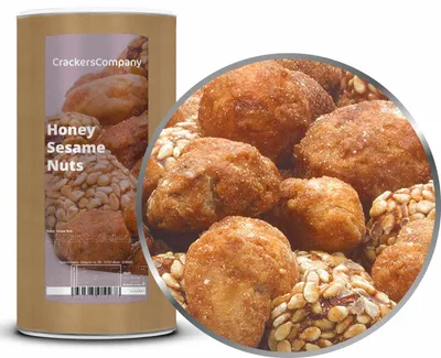 Produktbild von CrackersCompany Honig-Sesam-Nüsse (Honey Sesame Nuts), Membrandose groß 650 g
