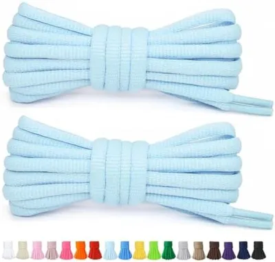 Produktbild von PolkaHome® Runde, elastische Sportschnürsenkel – Hellblaue, dehnbare Schnürsenkel für Schuhe (2 Paar)