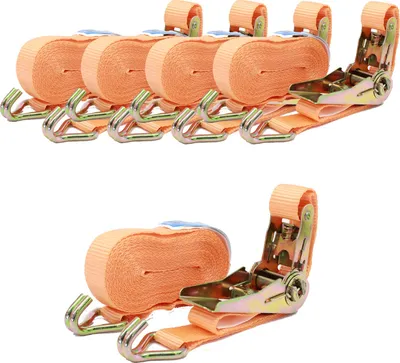Produktbild von 5x Profi Ratschen Spanngurt Spanngurte Zurrgurt 2-tlg 6m 0,8t 0,8to 800kg ORANGE