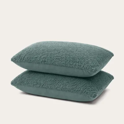 Produktbild von HappyBed Kissenbezug | Teddy Salbeigrün | 2er Set