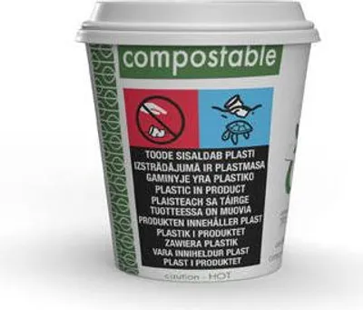 Productafbeelding van Vegware witte papieren bekers, 120 ml, diameter 62 mm, 50 stuks.